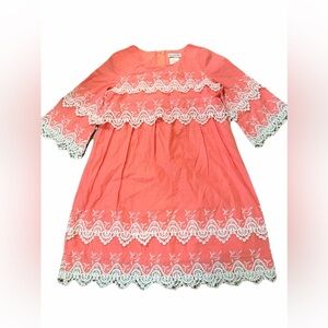 CHASING FIREFLIES PINK DRESS WITH EYELET TRIM size 8 boutique 100% cotton